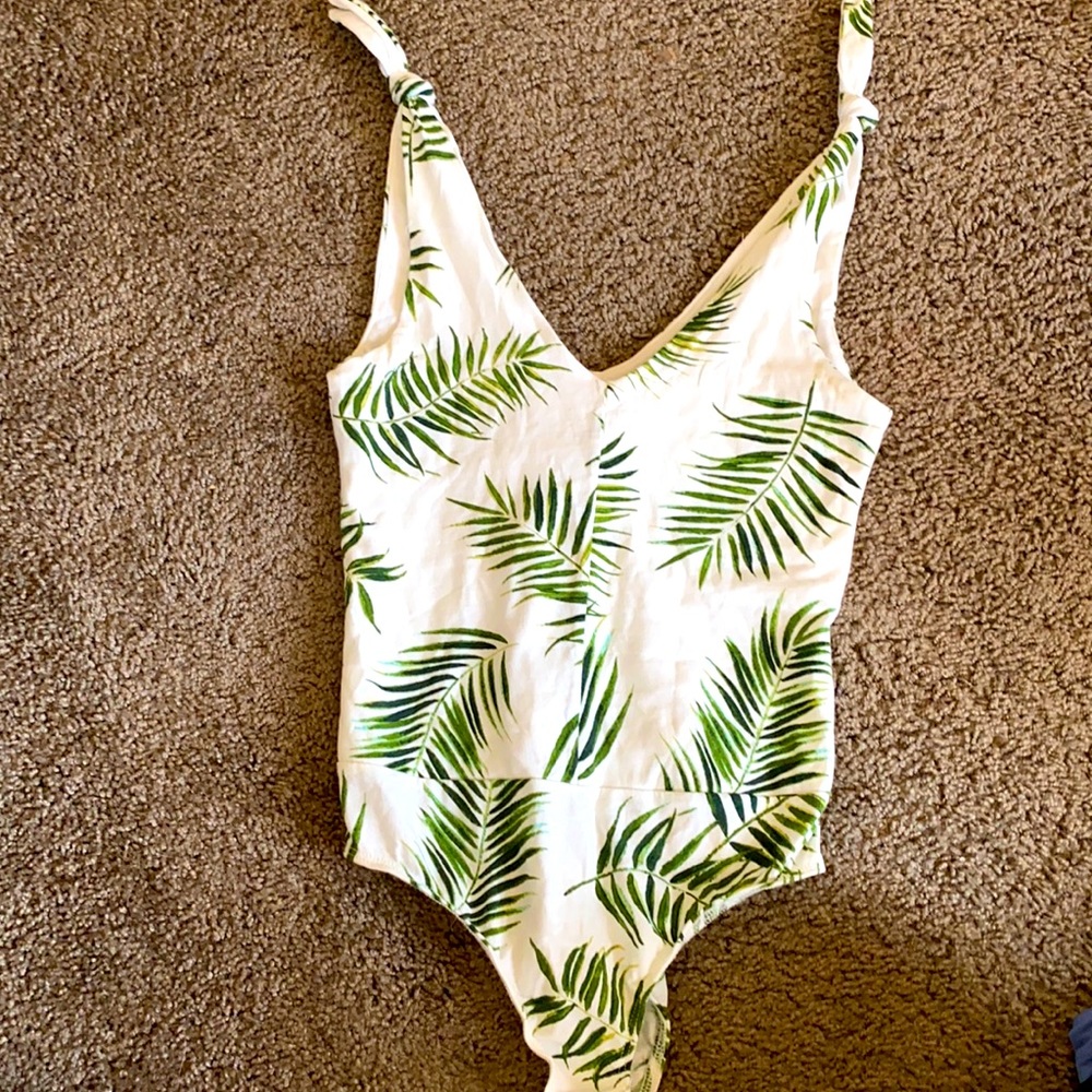 H&M leaf print bodysuit